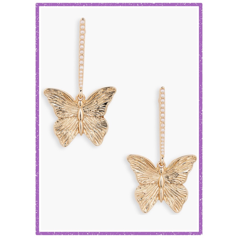 Nordstroms 🫐 Gold Butterfly Drop Earrings